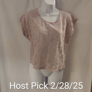 HP Women's Forever 21 Light Pink Sheer Lace Shirt, M